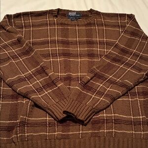 Polo by Ralph Lauren Brown Checkered Crewneck Sweater
